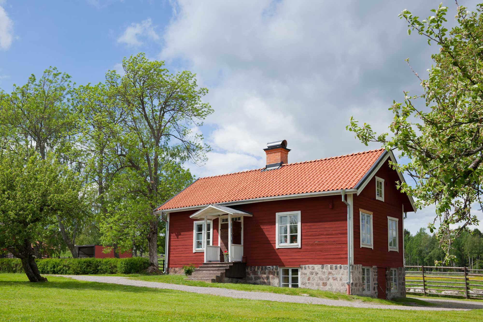 ett familjärt rött hus.